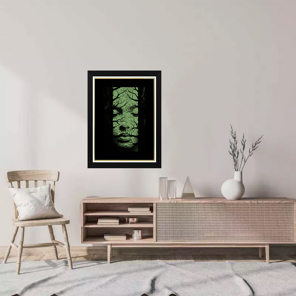 Tableau Photo-lumineux | Visage/Arbres