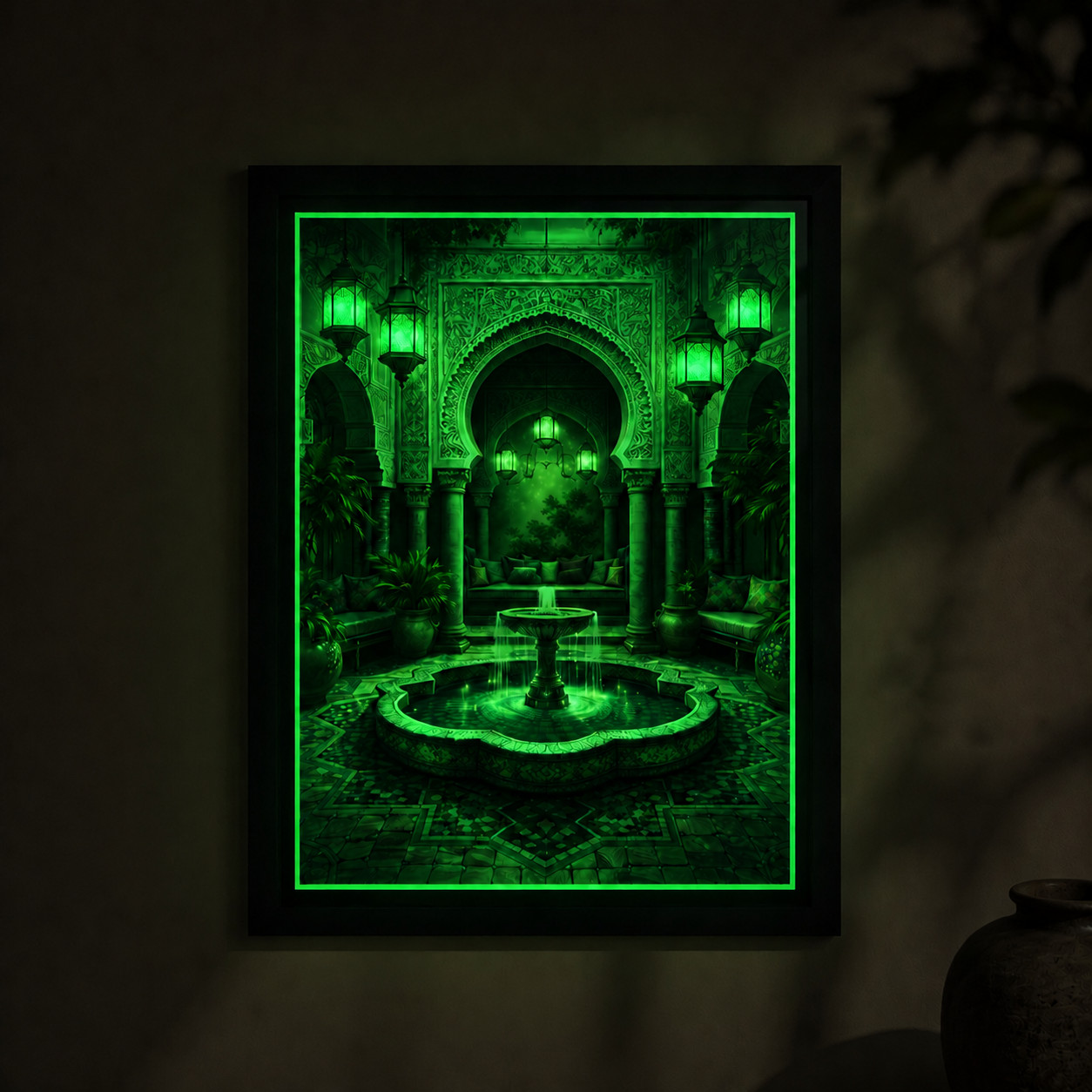 tableau cour des sultans avec glow vert la nuit