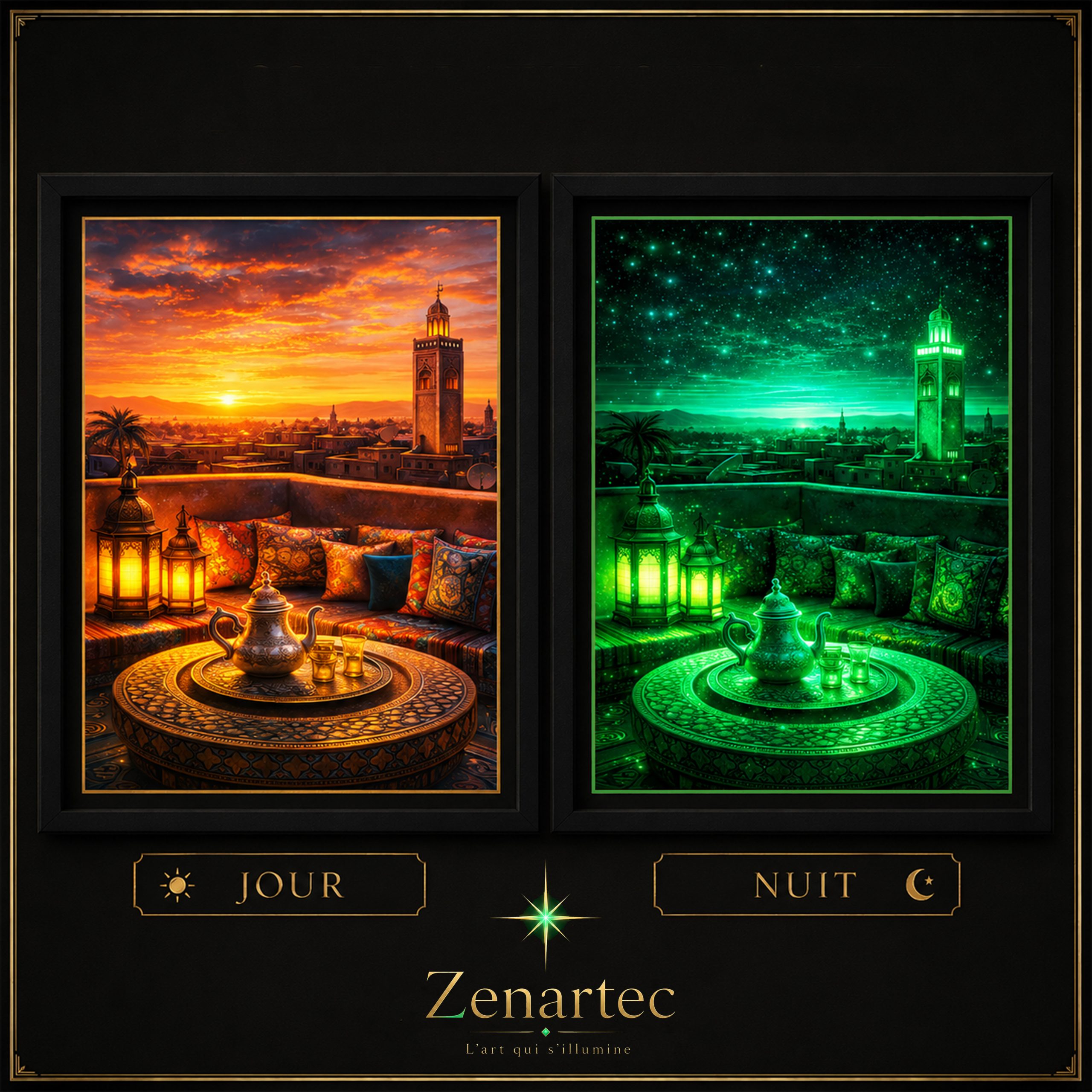comparaison jour et nuit du tableau Instant Majestueux