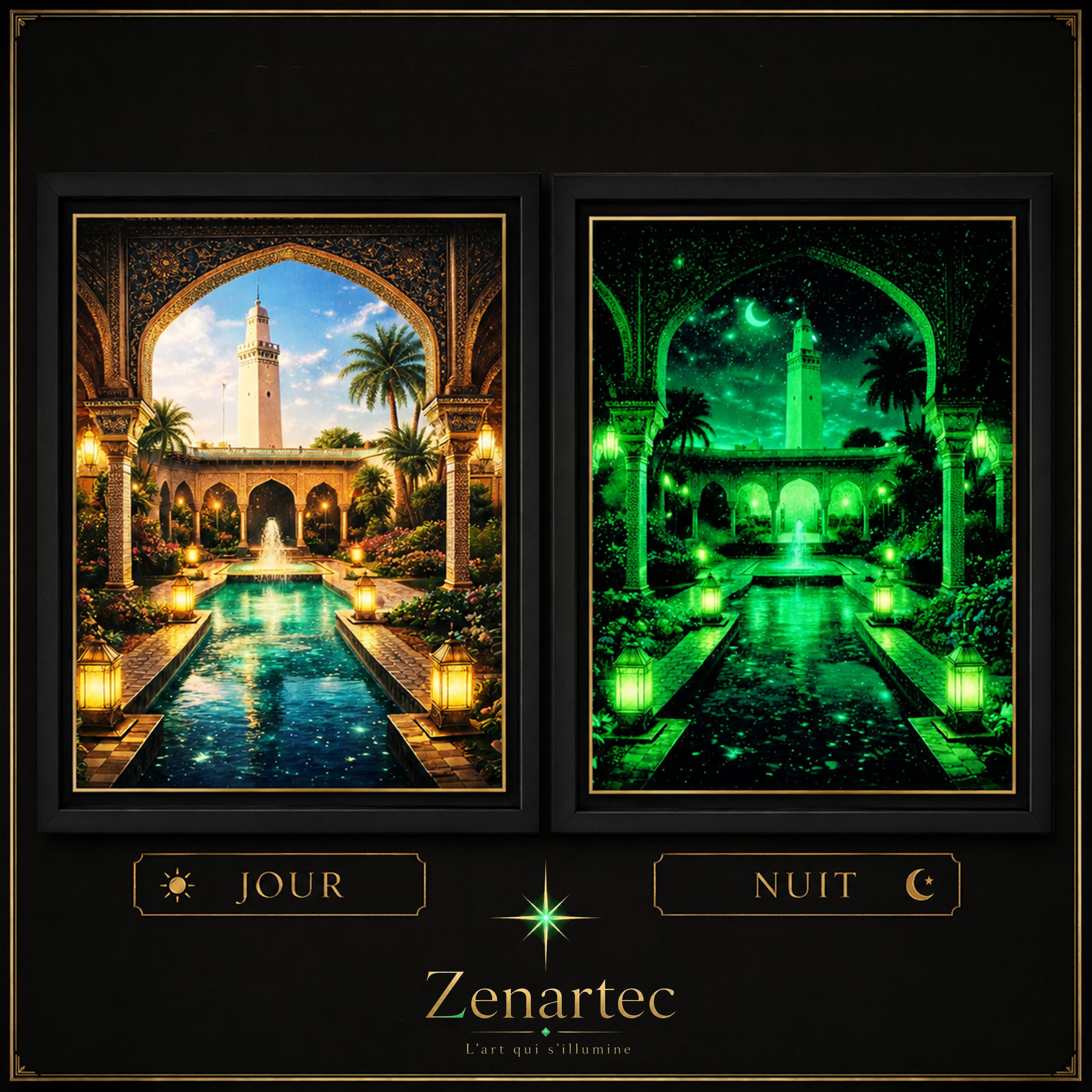 Comparaison jour et nuit jardins orientaux