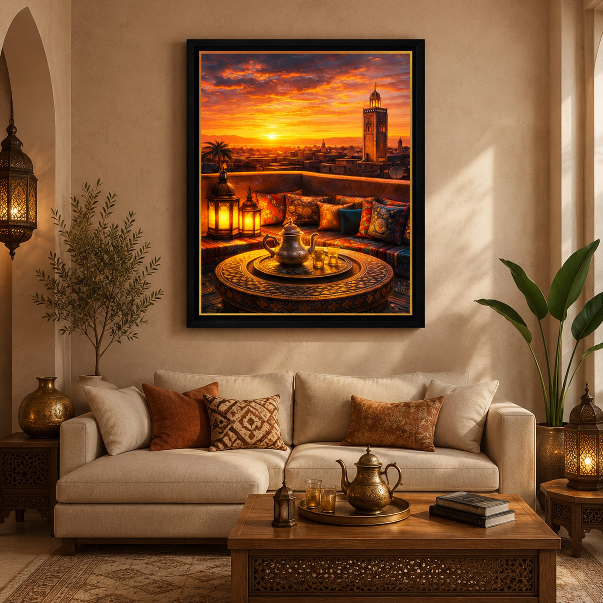 Tableau Instant Majestueux installé dans un salon premium
