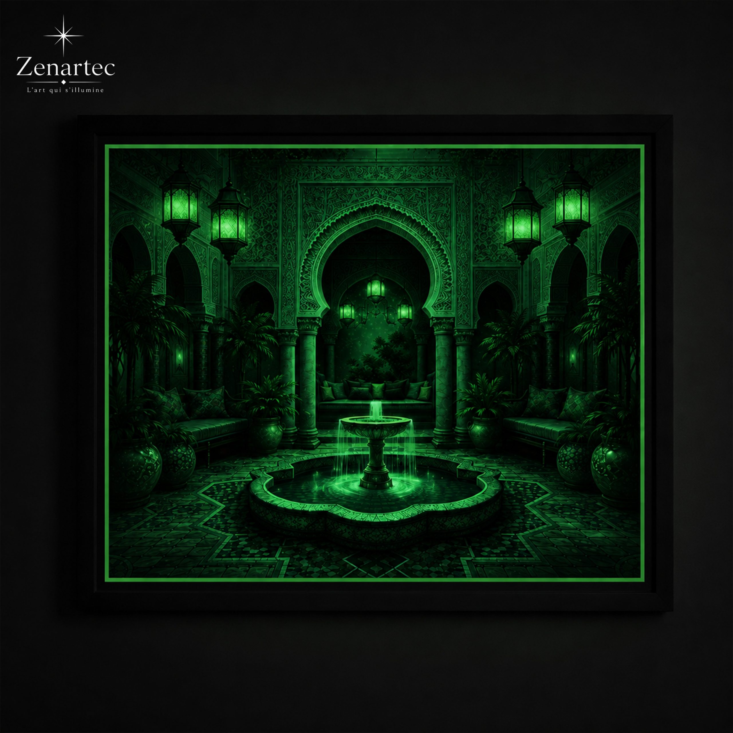 Cour des Sultans avec détails lumineux dans l’obscurité glow vert