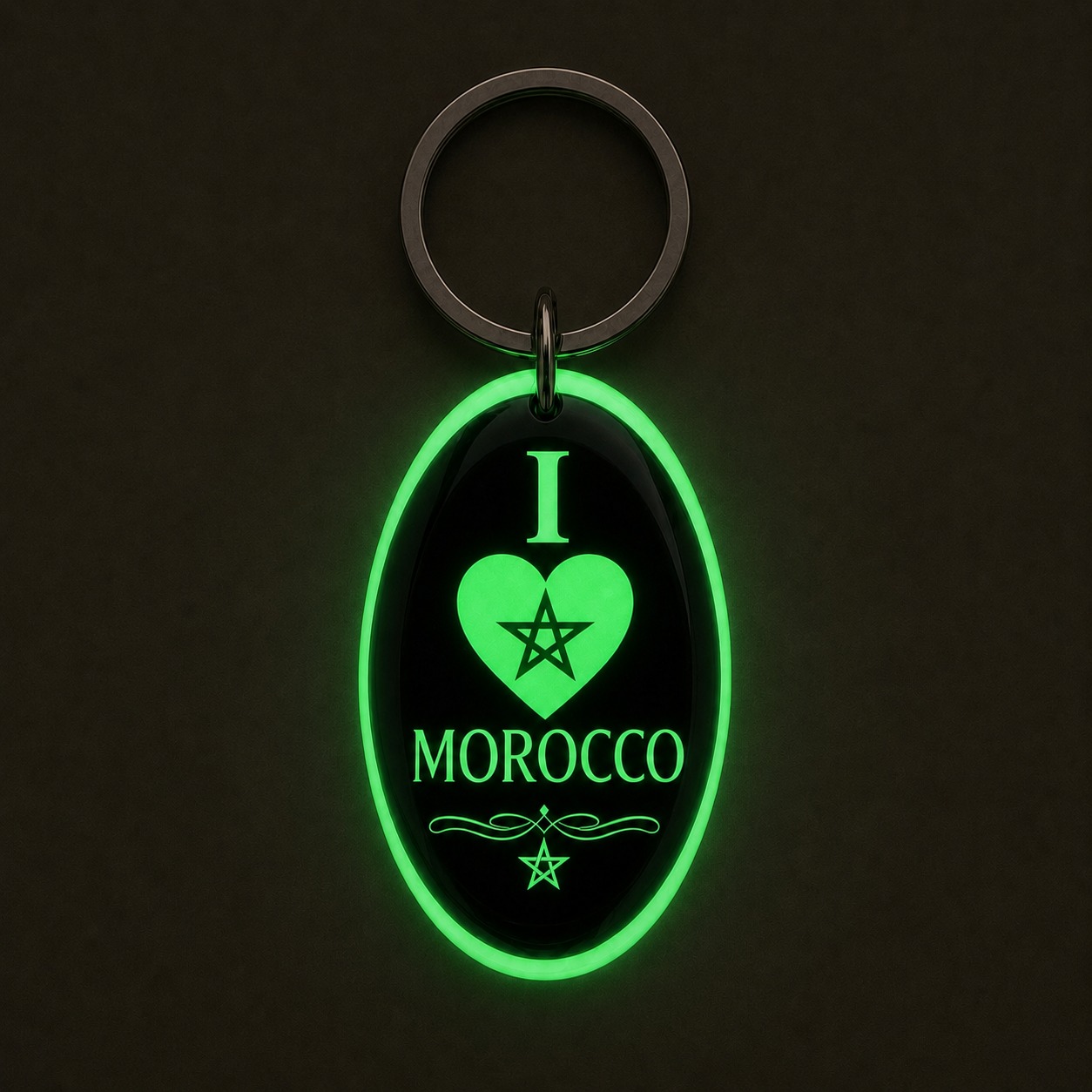 I Love Morocco — Porte-clés photoluminescent, de nuit, illuminé