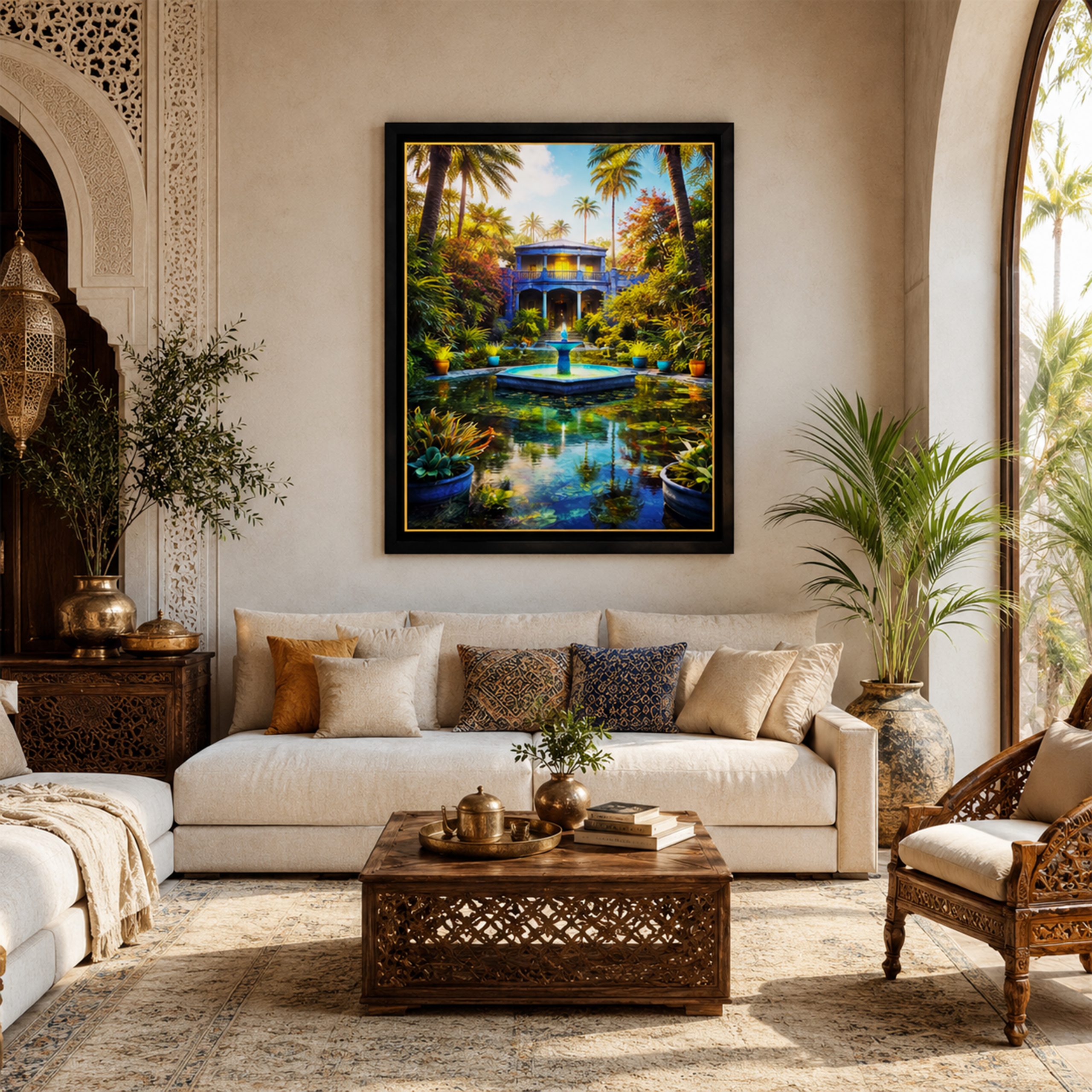 Tableau Majorel, Jardin d’Éveil en décoration murale dans un salon