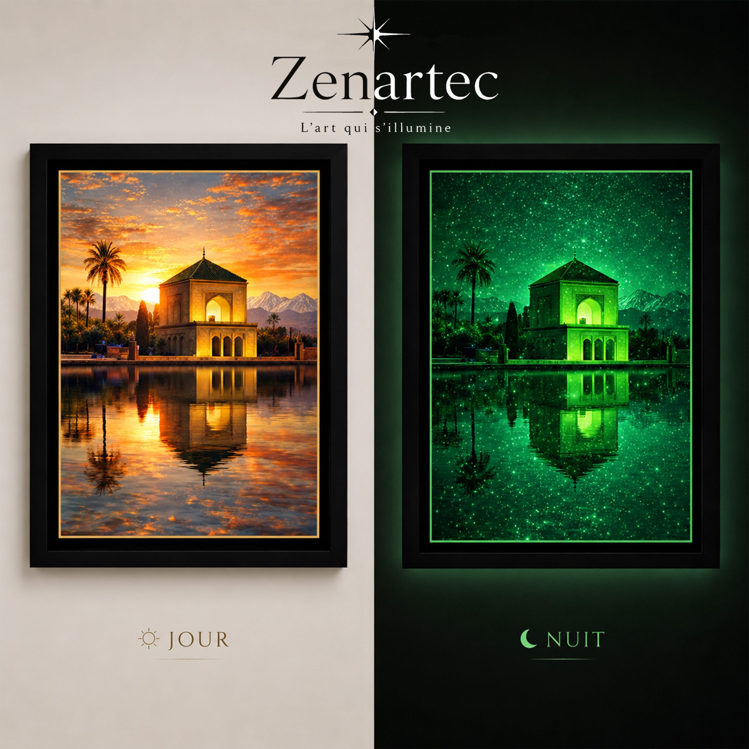 Comparaison jour et nuit du tableau Mènera, Horizon Sacré