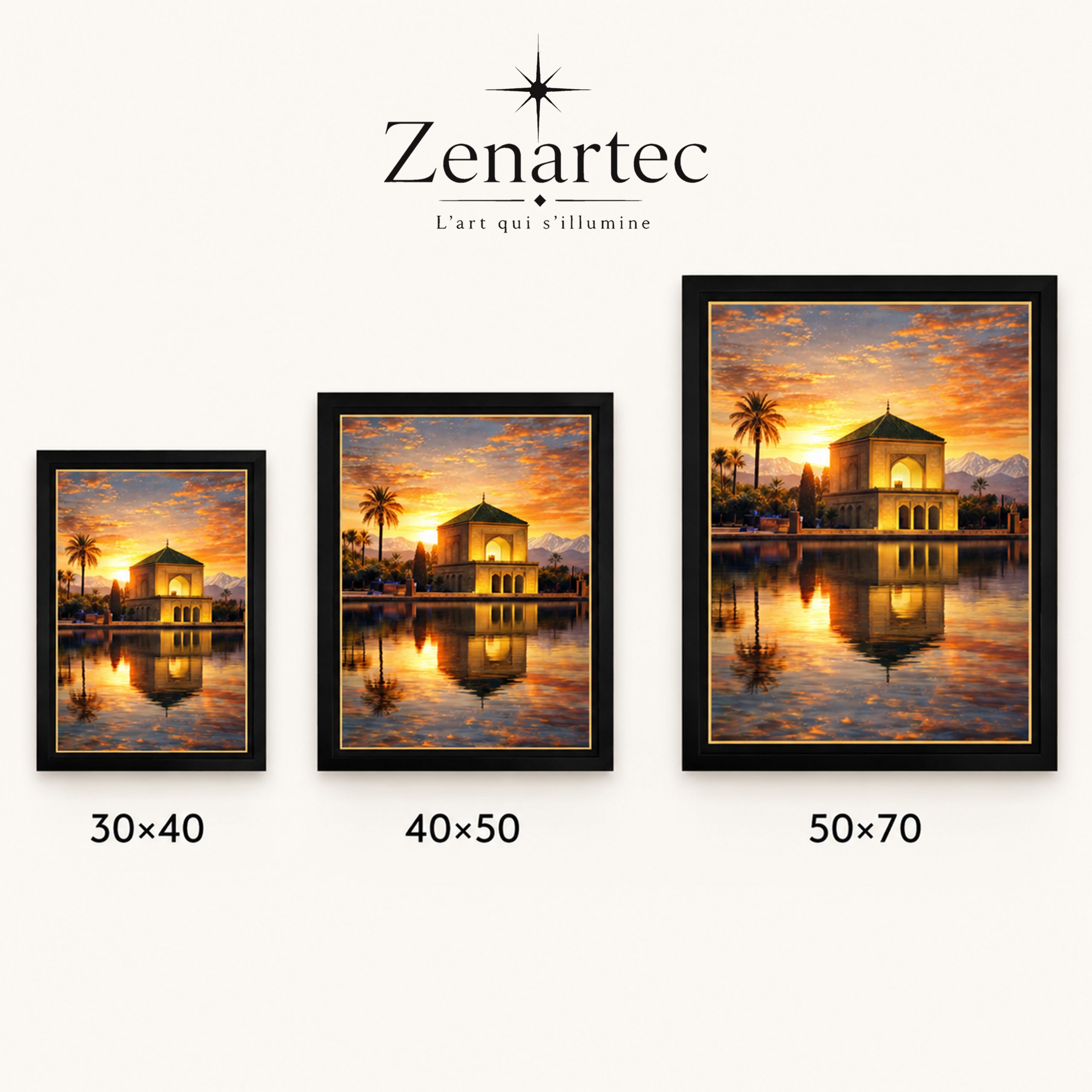 Tableau Mènera, Horizon Sacré en 30 × 40, 40 × 50 et 50 × 70 cm