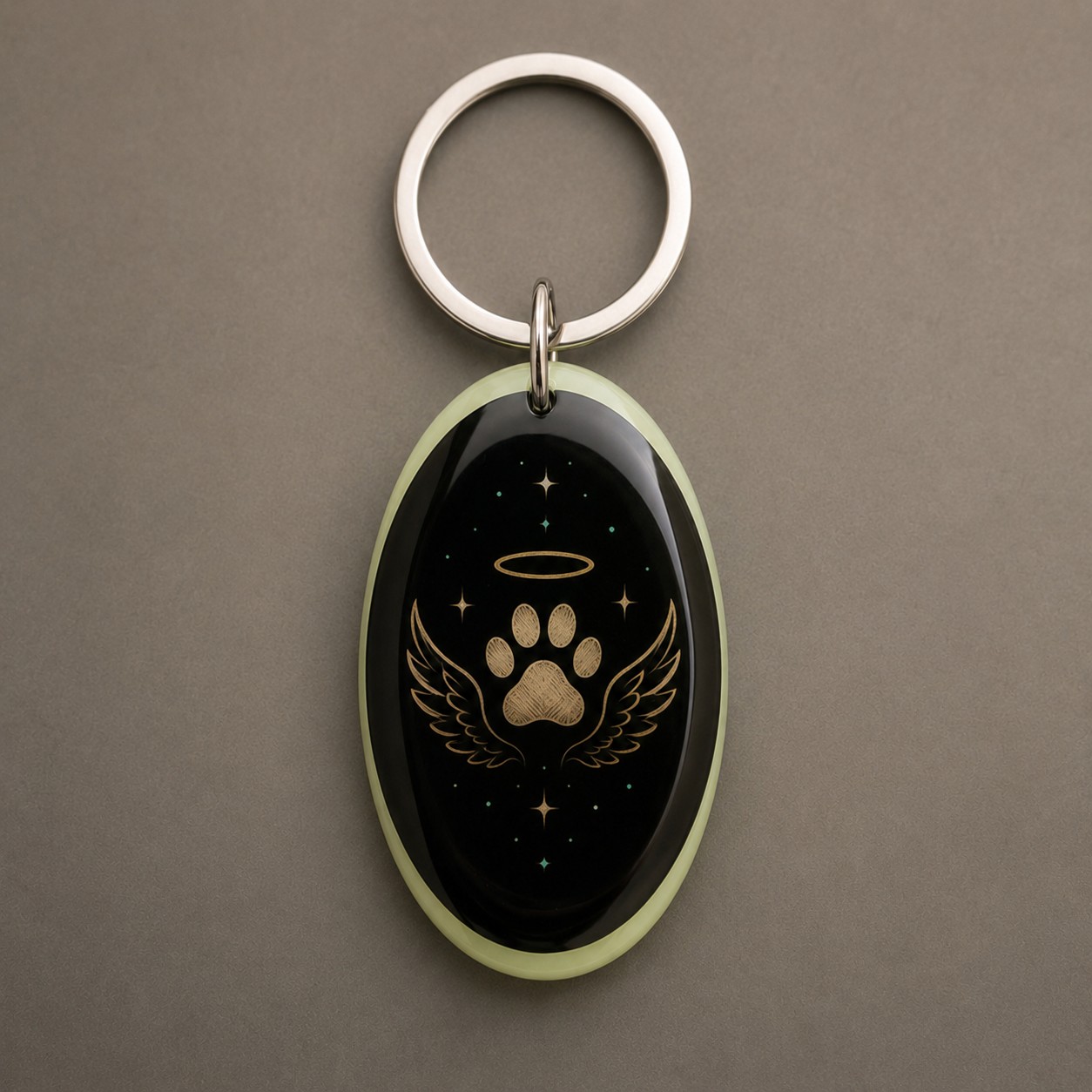 Ange Animal, symbole animal accompagné d’ailes ou d’un halo protecteur, porte-clés photoluminescent en lumière naturelle