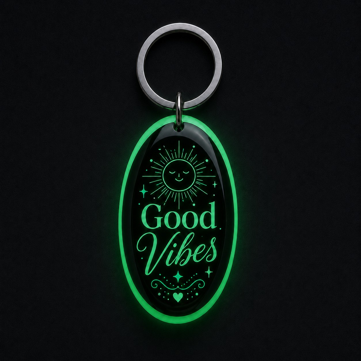 Good Vibes avec effet photoluminescent vert dans l’obscurité