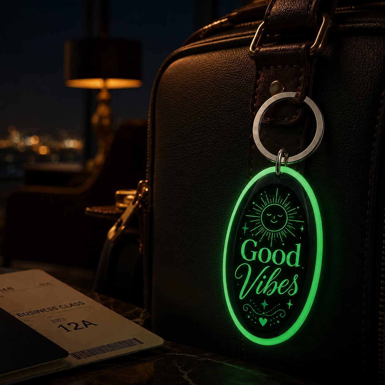 Porte-clés Good Vibes en situation