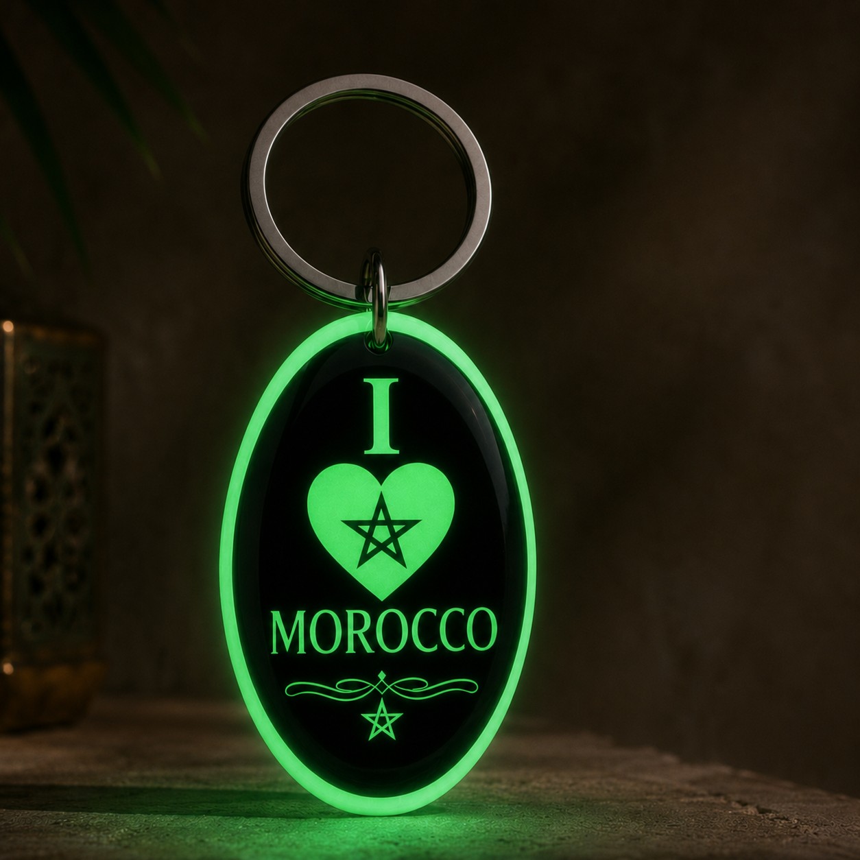 Porte-clés I Love Morocco en situation
