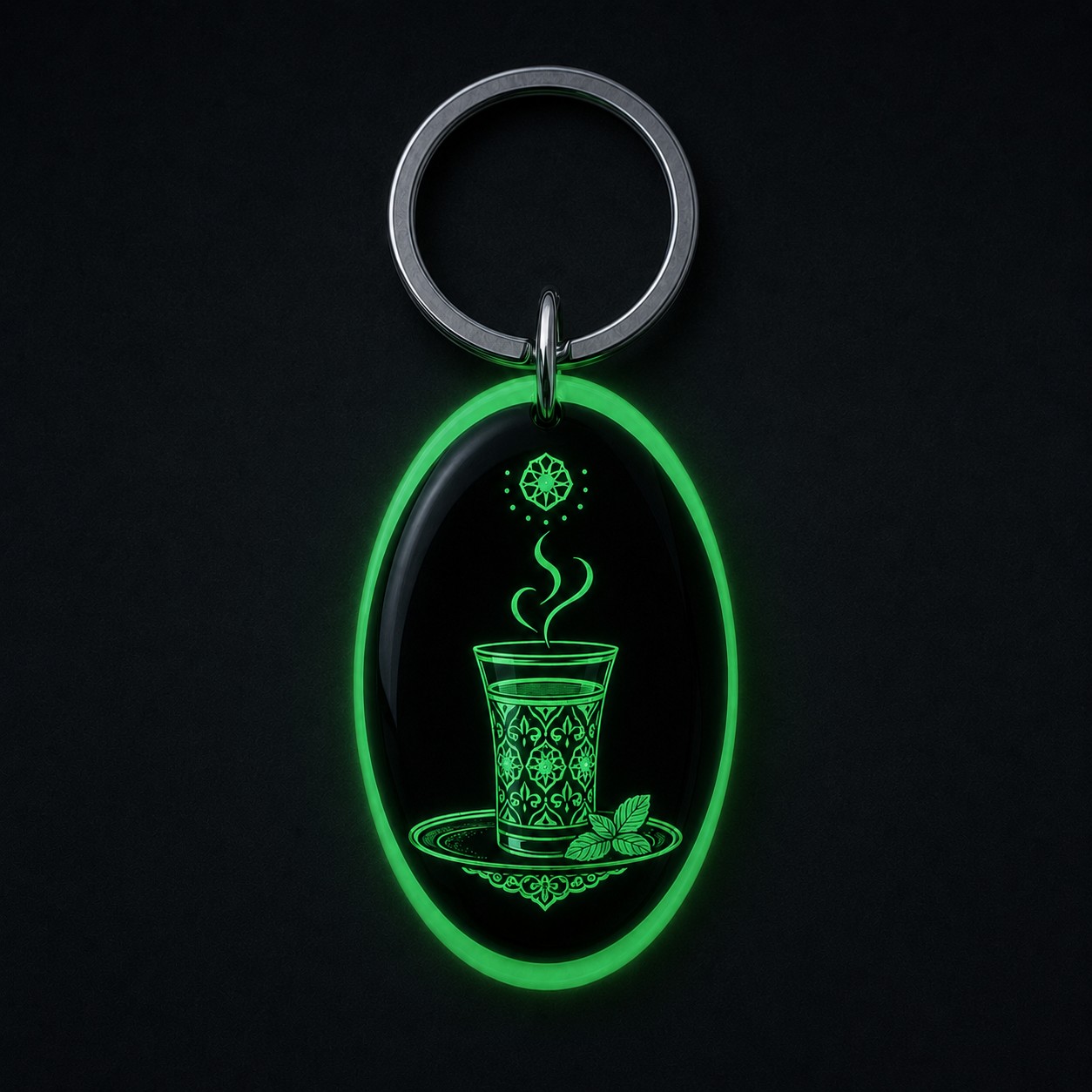 Thé à la Menthe avec effet photoluminescent vert dans l’obscurité