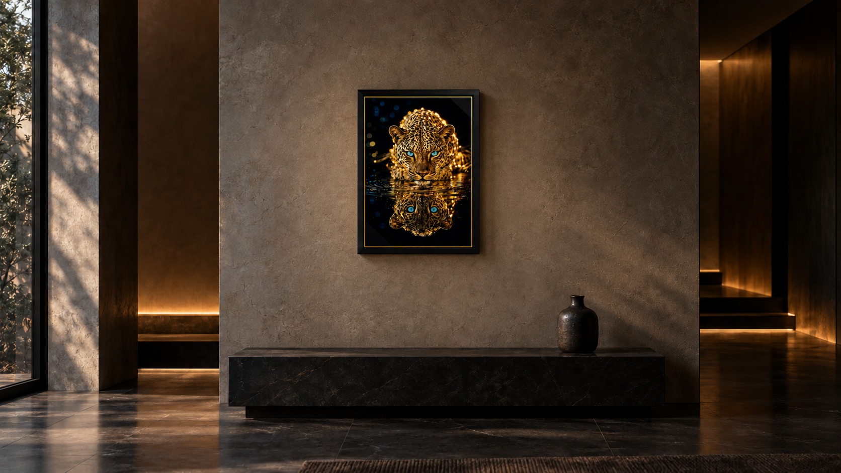 Un tableau Zenartec dans un salon, de jour
